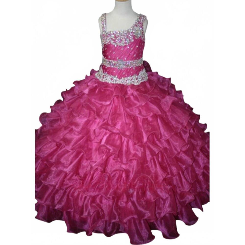 NEW LITTLE ROSIE girl's glitz pageant dress in fuchsia
